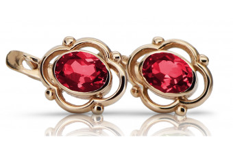 Rubinrot Vintage 14k 585 Roségold Ohrringe vec033 Russisch Sowjetisch style vec033