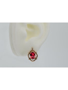 "Aretes de Rubí y Oro Rosa Antiguo Original de 14k vec033 Estilo Soviético Ruso" style vec033