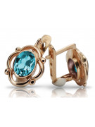 Original Vintage Aquamarine Earrings in 14K Rose Gold from Russian Soviet Era vec033 vec033