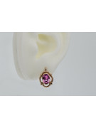 Boucles d'oreilles en améthyste et or rose 14 carats 585, style vintage russe soviétique vec033. style vec033