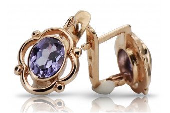 Boucles d'oreilles Améthyste Vintage en Or rose 14 carats 585 vec062 vec033