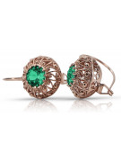 Sterling Silver Rose Gold Plated Emerald Earrings vec002rp