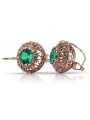 Sterling Silver Rose Gold Plated Emerald Earrings vec002rp