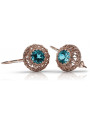 "Authentic Vintage Aquamarine Earrings in 14K Rose Gold vec002 Russian Soviet" style vec002