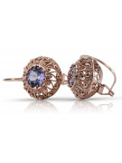 "Boucles d'oreilles en or rose 14 carats avec alexandrite, style vintage russe soviétique vec002" style vec002