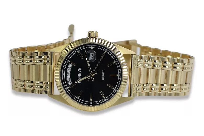 Reloj de oro para hombre Geneve ★ zlotychlopak.pl ★ Pureza de oro 585 333 Precio bajo!