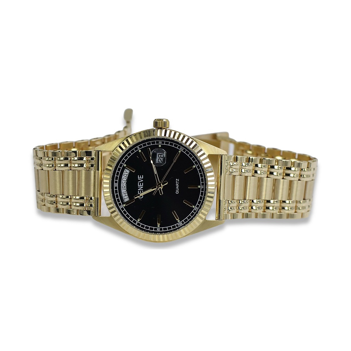 Gold men's watch Geneve ★ zlotychlopak.pl ★ Gold purity 585 333 Low Price!