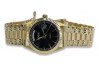 Montre noire pour homme en or jaune italien 14 carats 585 Geneve mw013ydbc&mbw012y