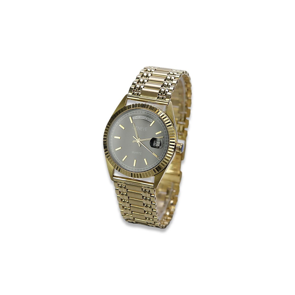 Gold men's watch Geneve ★ zlotychlopak.pl ★ Gold purity 585 333 Low Price!