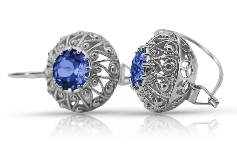 Sterling Silver 925 Sapphire Cluster Earrings vec002s