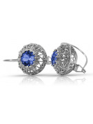 Sterling Silver 925 Sapphire Cluster Earrings vec002s