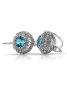 Sterling Silver 925 Aquamarine Earrings - Russian Soviet Style vec002s