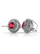 Boucles d'oreilles en argent sterling 925, Rubis vec002s