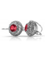 Boucles d'oreilles en argent sterling 925, Rubis vec002s