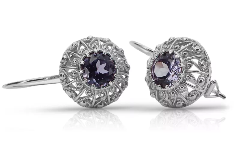 Boucles d'oreilles en argent sterling 925, Alexandrite vec002s