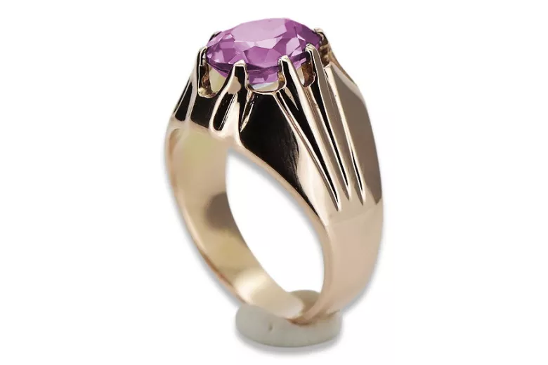 Russische sowjetische Rose 14 Karat 585 Gold Alexandrit Rubin Smaragd Saphir Zirkon Ring vrc016