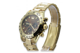 Reloj de hombre Geneve con dial marrón en oro amarillo 14k 585 mw014ydbr&mbw017y