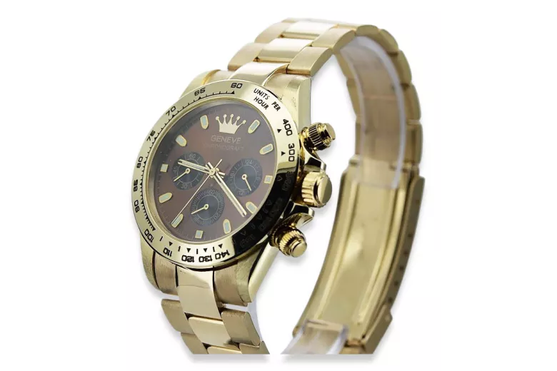 Gold men's watch Geneve ★ zlotychlopak.pl ★ Gold purity 585 333 Low Price!