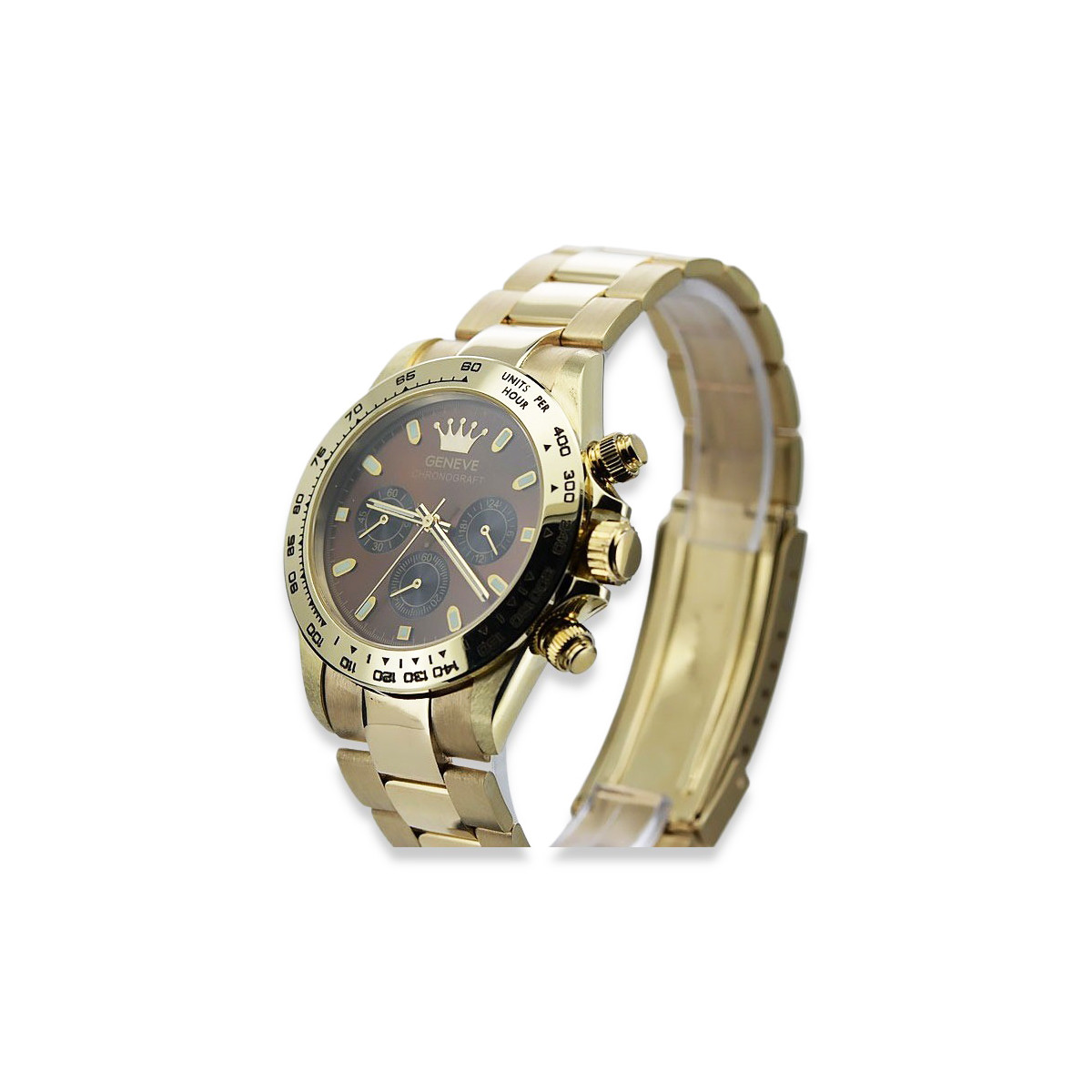 Goldene Herrenuhr Geneve ★ zlotychlopak.pl ★ Gold Reinheit 585 333 Niedriger Preis!