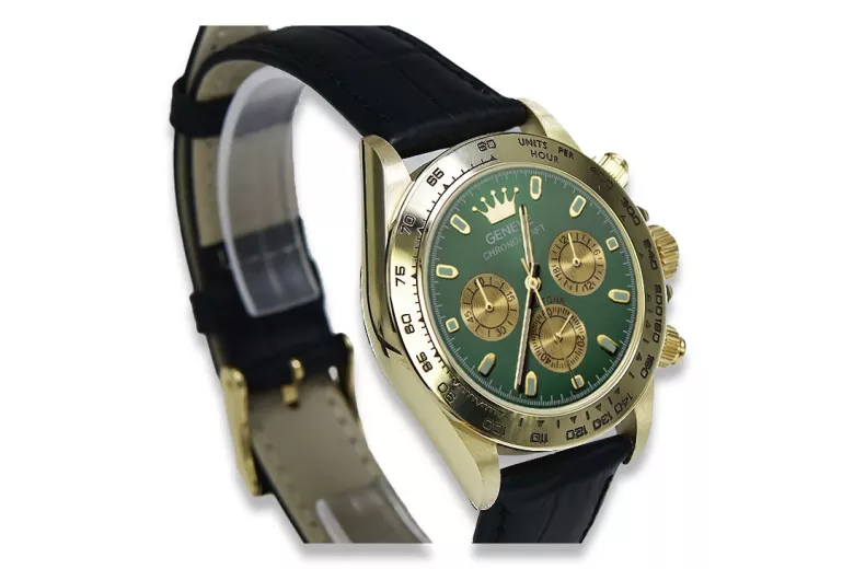 Gold men's watch Geneve ★ zlotychlopak.pl ★ Gold purity 585 333 Low Price!