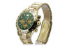 Złoty męski zegarek Geneve z zieloną tarczą mw014ydgr&mbw017y