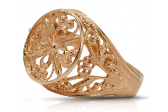 Russe soviétique rose rose 14k 585 or Bague vintage vrn133