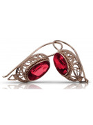 Boucles d'oreilles en argent sterling plaqué or rose, Rubis. vec023rp