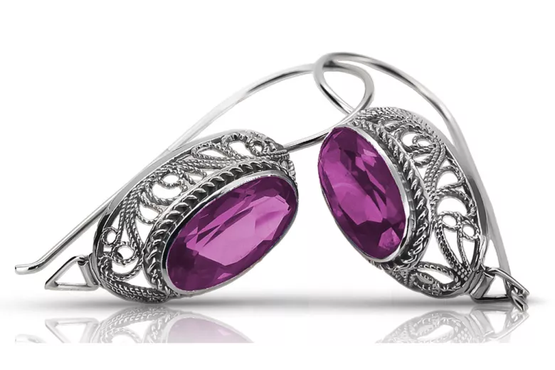 Срібло 925, Аметис Вінтажні Сережки (Vintage Silver 925, Amethyst Earrings) vec023s