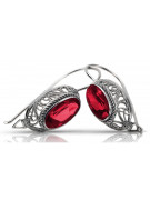 Boucles d'oreilles en argent sterling 925, Rubis vintage vec023s