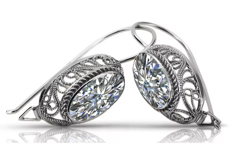 Boucles d'oreilles en argent sterling 925, Zirco vintage vec023s