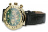 14K Yellow Gold Men's Green Dia Geneve Watch mw012y-gr