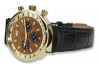 14K Yellow Gold, Brown Dia Men's Geneve Watch mw012y-br