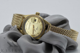 Montre de dame en or jaune 14 carats 585 Genève lw078ydg&lbw003y