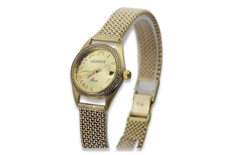 Gold men's watch Geneve ★ zlotychlopak.pl ★ Gold purity 585 333 Low Price!