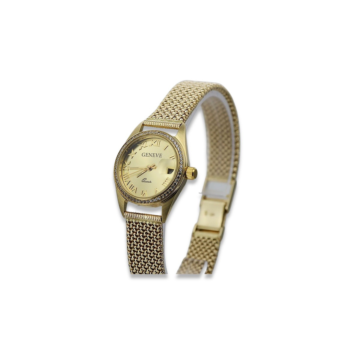 Goldene Herrenuhr Geneve ★ zlotychlopak.pl ★ Gold Reinheit 585 333 Niedriger Preis!