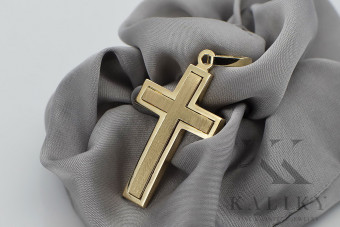 Pendentif croix catholique en or jaune 14 carats ctc026y