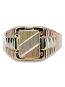 Bague chevalière en or rose 14K avec gravure pour homme csn007rwy