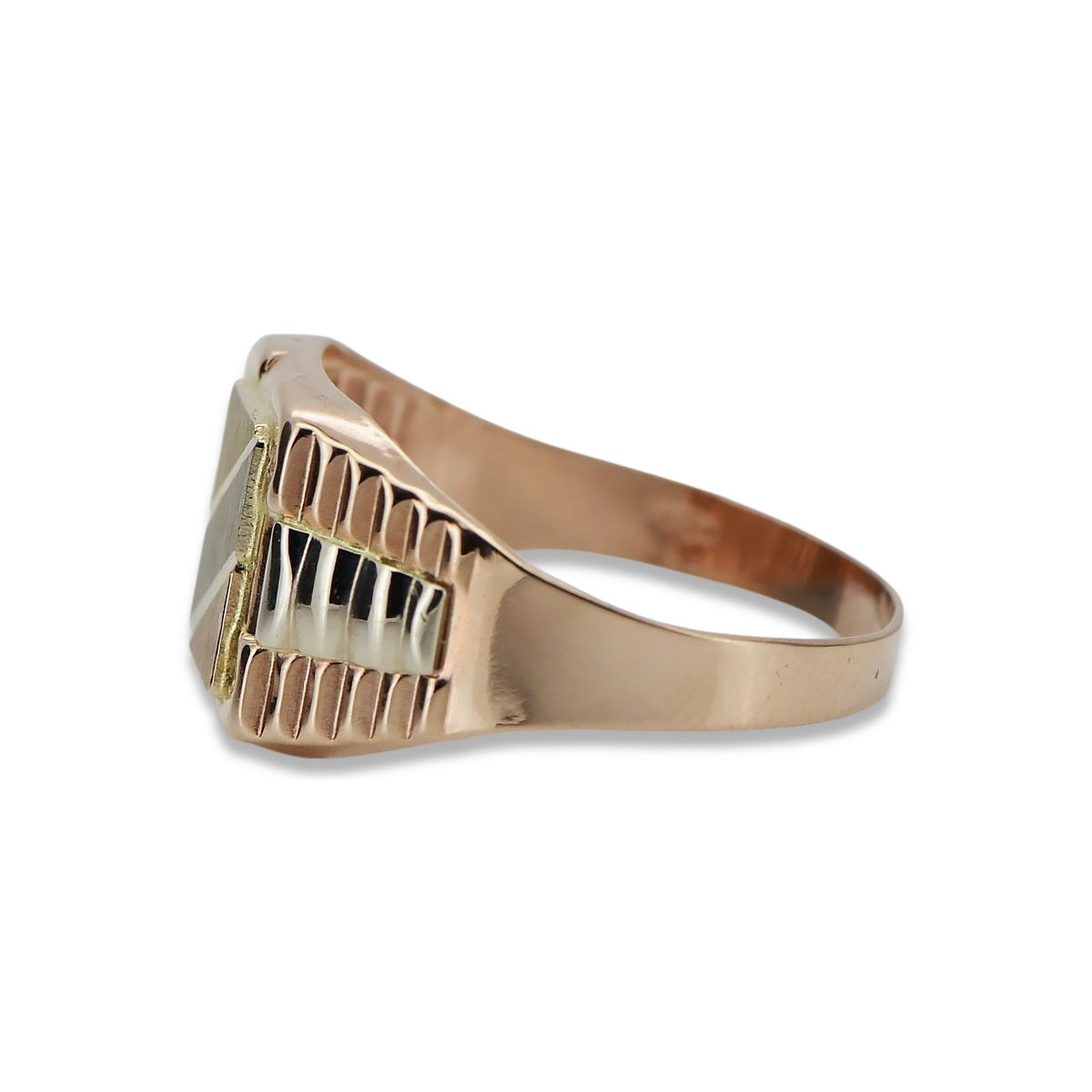 Bague chevalière en or rose 14K avec gravure pour homme csn007rwy