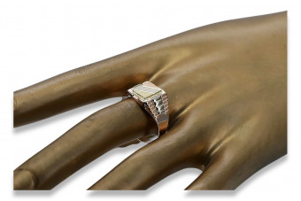 Anillo Oro Rosa 14k, Signet Hombre. csn007rwy