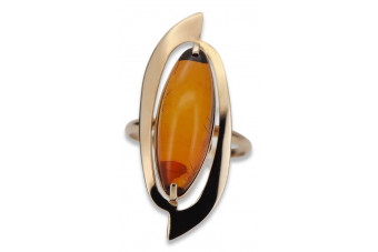 "Authentic Amber Stone in 14k Rose Gold Vintage Ring" vrab008 vrab008