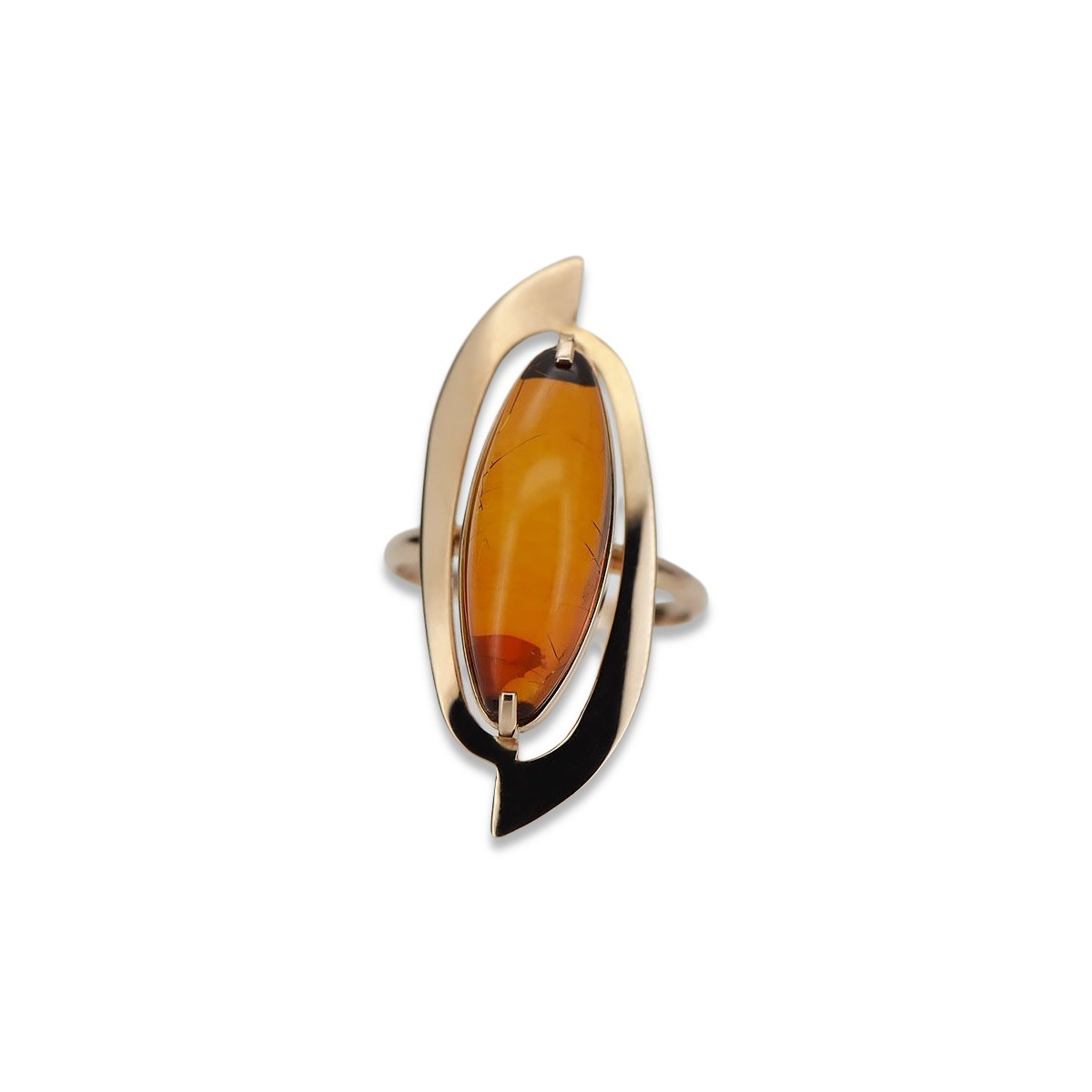 Russian rose Soviet pink USSR red 585 583 gold amber ring vrab008