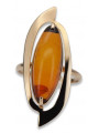 Russian rose Soviet pink USSR red 585 583 gold amber ring vrab008