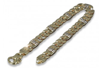 Italienisches 14K Gelb- & Weißgold Diamantschliff Armband cb041yw