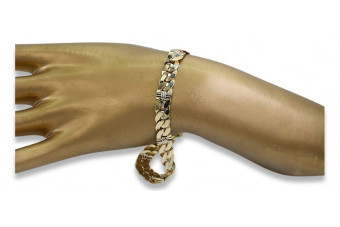 Brazalete de oro amarillo italiano de 14k con corte de diamante cb041yw