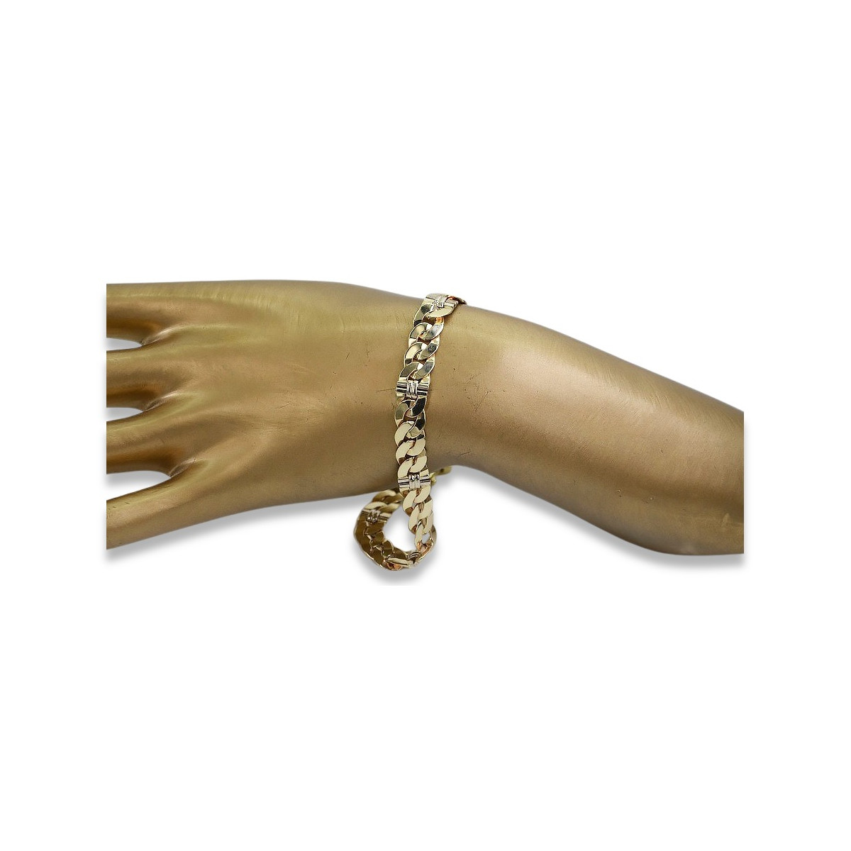 Brazalete de oro amarillo italiano de 14k con corte de diamante cb041yw