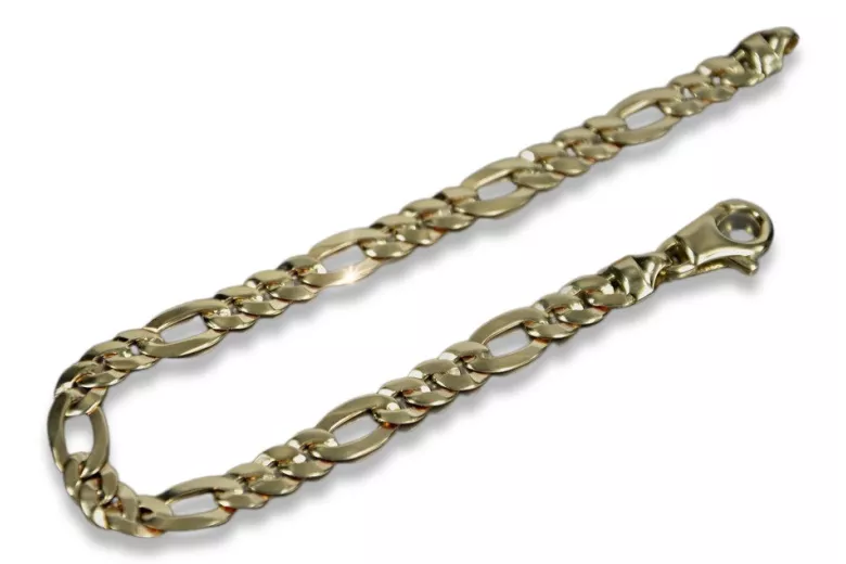 Modern Italian 14k Yellow Gold Figaro Bracelet with Various Stones cb042y