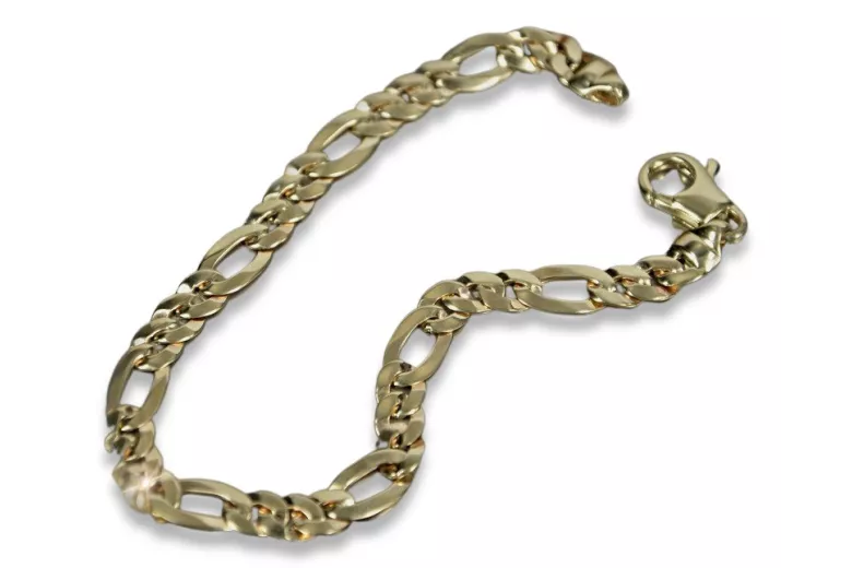 Bracelet moderne Figaro en or jaune 14 carats italien cb042y