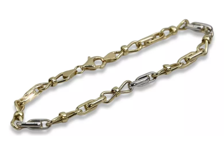 Italian 14K Yellow Gold Bracelet with White Gold Accents cb061yw