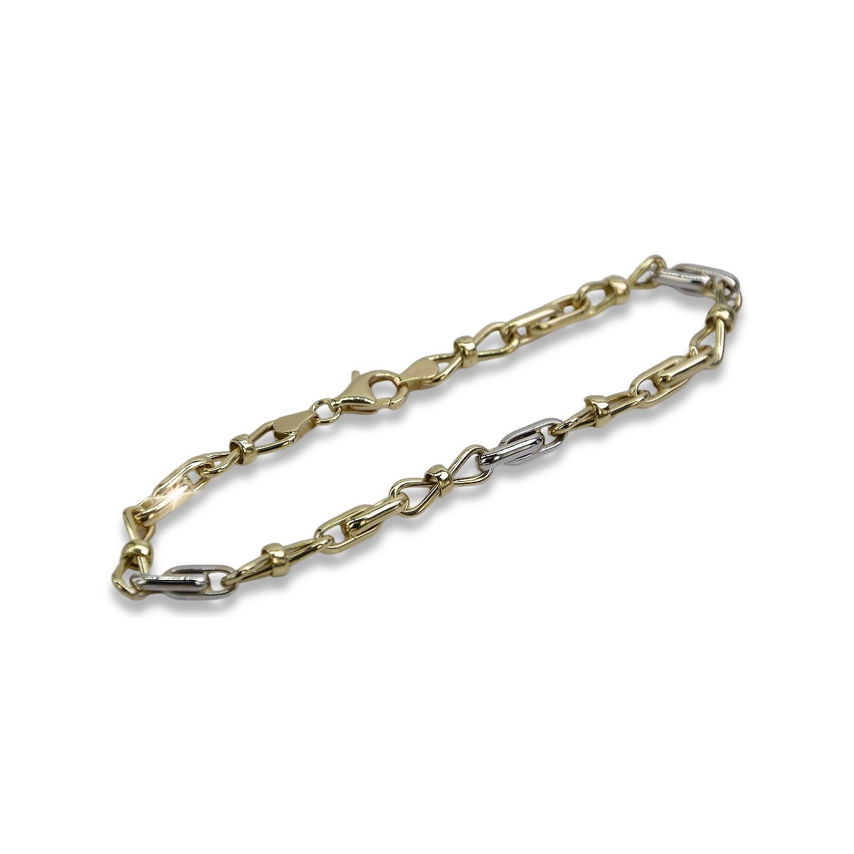 Bracelet en Or Jaune Italien 14K, Pierre de Lune et Topaze cb061yw