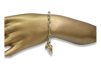 Pulsera de oro amarillo italiano de 14k con piedras preciosas cb061yw